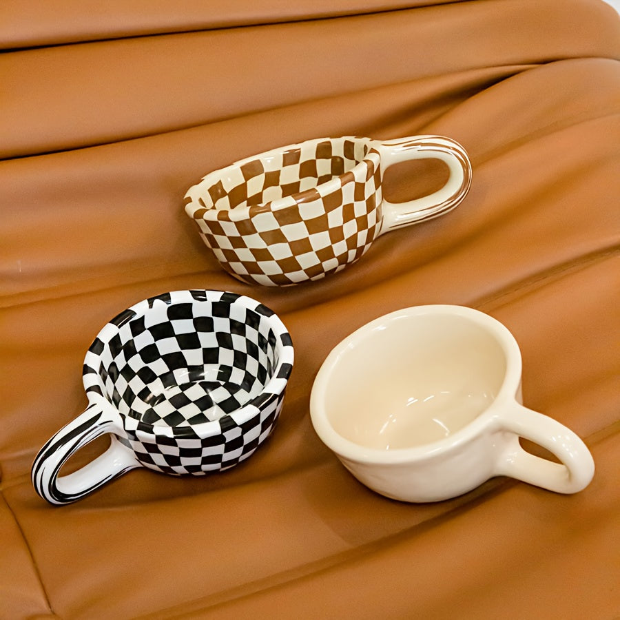 Classic Checkerboard Coffee Cup Beautiful Ceramic Mug