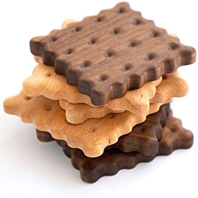 Wooden Biscuit Coaster Set (4pcs) - Beech*2, Black Walnut*2, Cute Cookie-Shaped, Coffee Heat Pad, Creative Gift Idea, Beverage Coaster, Kitchenware for Home Decor