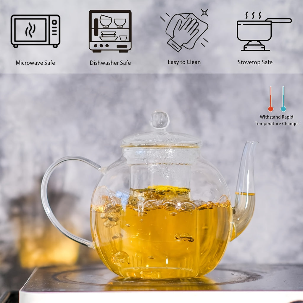 FBL&HM 1500ml\u002F50oz Glass Teapot with 4 Insulated Glass Teacups And Tea Infuser for Loose Leaf Tea, Microwave Dishwasher Safe Tea Sets for Adults, Lead-free Tea Maker, Mothers Day Gifts