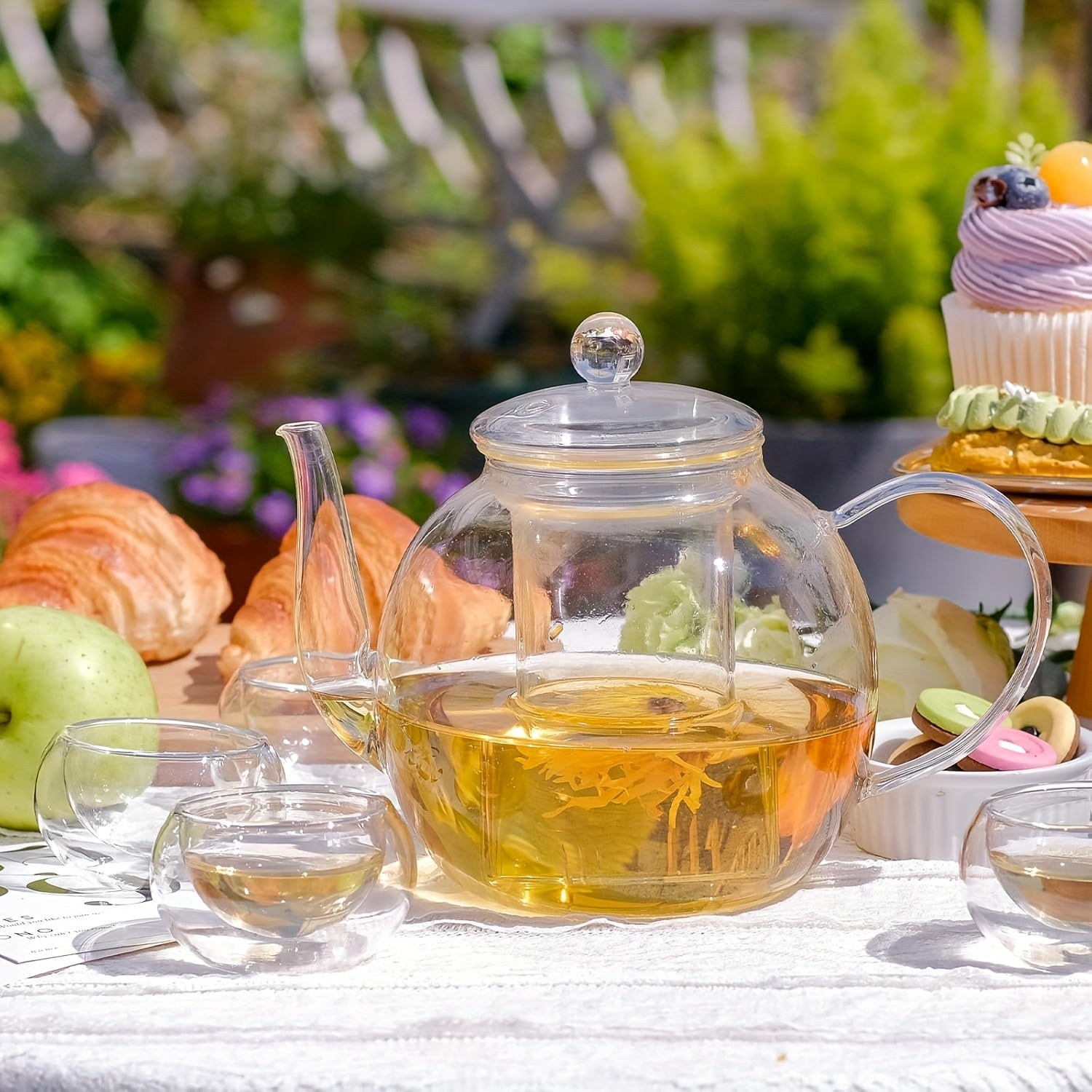 FBL&HM 1500ml\u002F50oz Glass Teapot with 4 Insulated Glass Teacups And Tea Infuser for Loose Leaf Tea, Microwave Dishwasher Safe Tea Sets for Adults, Lead-free Tea Maker, Mothers Day Gifts