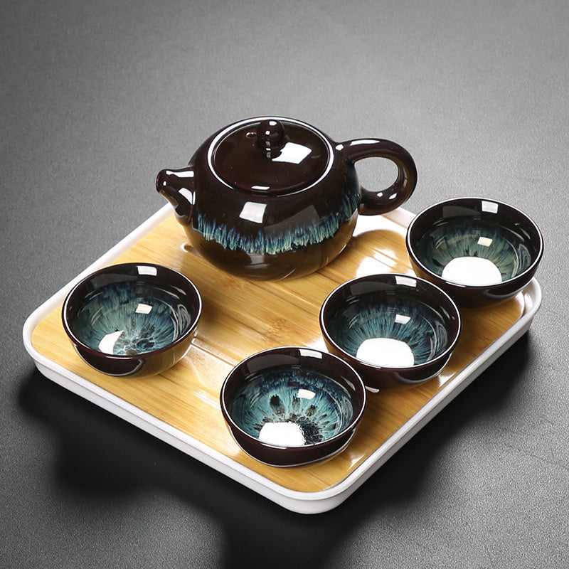 5pcs  tears ceramic tea set, Chinese style tea set, suitable for gifts, Christmas, New Year gifts, can be used in the office