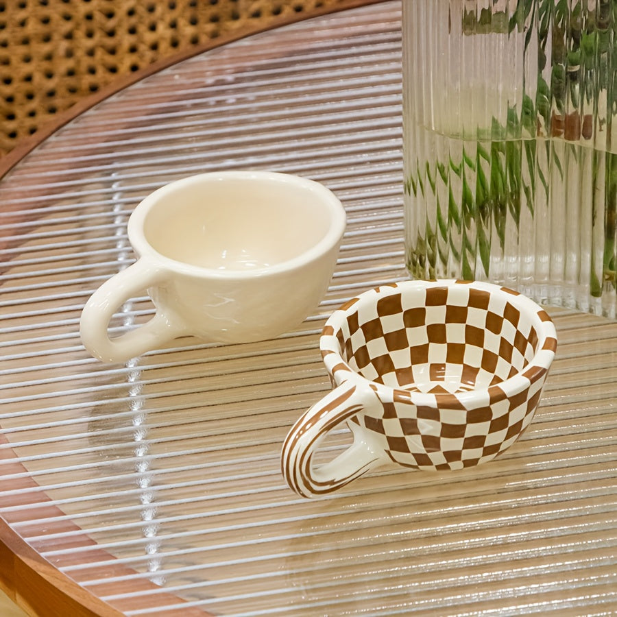 Classic Checkerboard Coffee Cup Beautiful Ceramic Mug