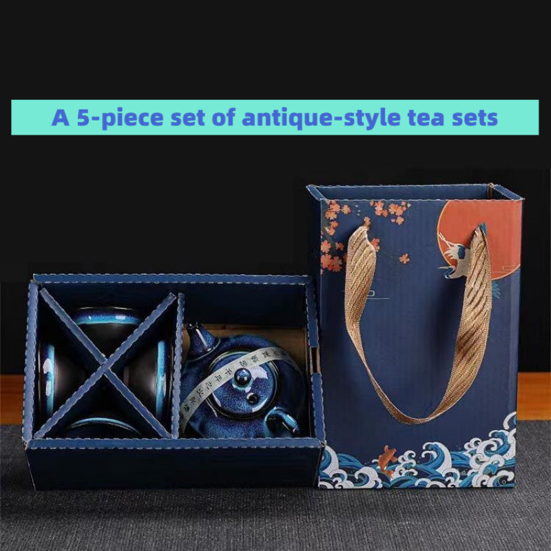 5pcs  tears ceramic tea set, Chinese style tea set, suitable for gifts, Christmas, New Year gifts, can be used in the office