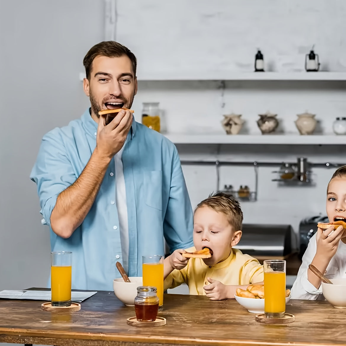 5pcs Absorbent Acacia Wood Coasters, Coffee Table\u002FDining Table Drink Coasters, Perfect for Farmhouse, Office, Bar Use & Christmas Home Decoration