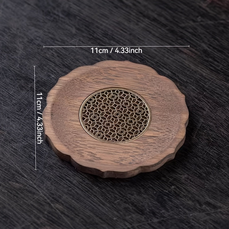 3pcs Elegant Japanese for Lotus Solid Wood Coaster - Durable, Aesthetic Tea & Coffee Cup Mat with Embossed Design | Perfect for Home Decor, Kitchen Use and Holiday Gifts, Heat-Resistant Non-Slip Base, Ideal for Lotus for home Decoration