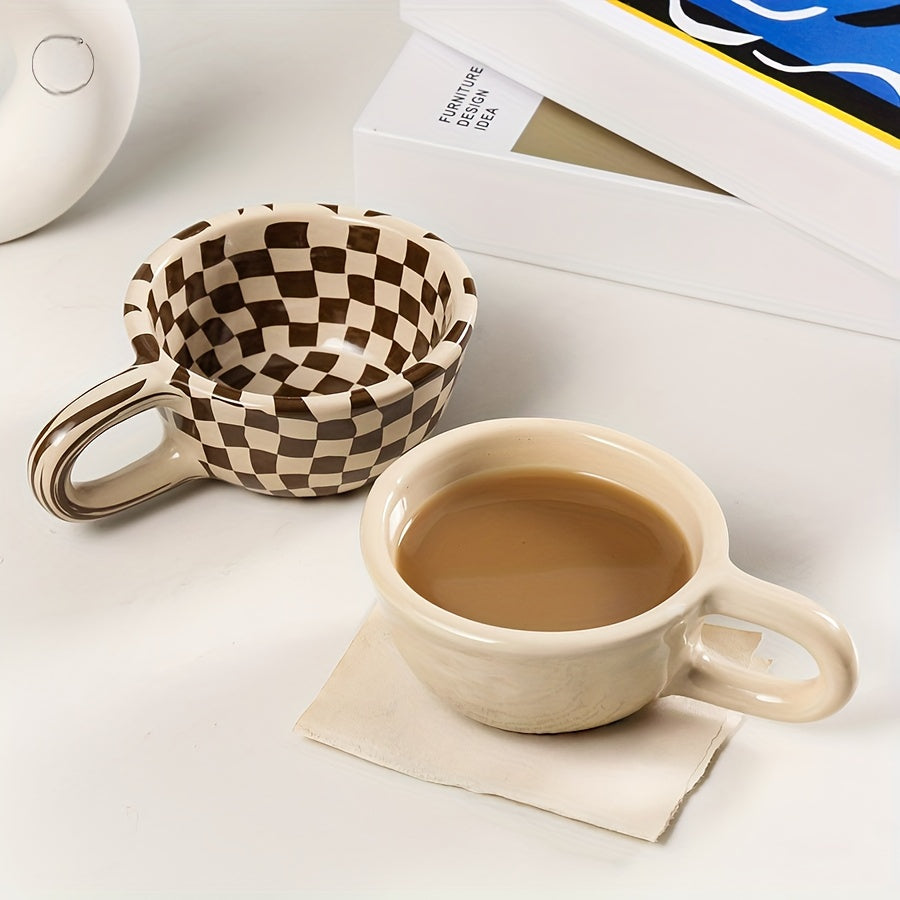 Classic Checkerboard Coffee Cup Beautiful Ceramic Mug