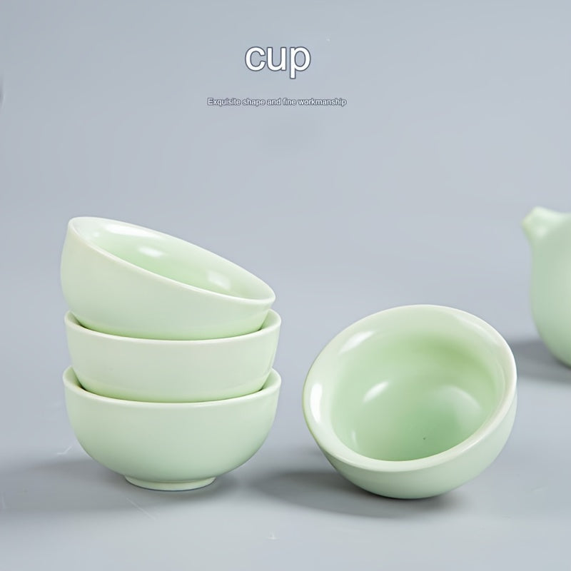 Chinese Kung Fu Tea Set Travel Tea Set Ceramic Portable Tea Set Teapot Tea Maker Infuser Teacup (Green)