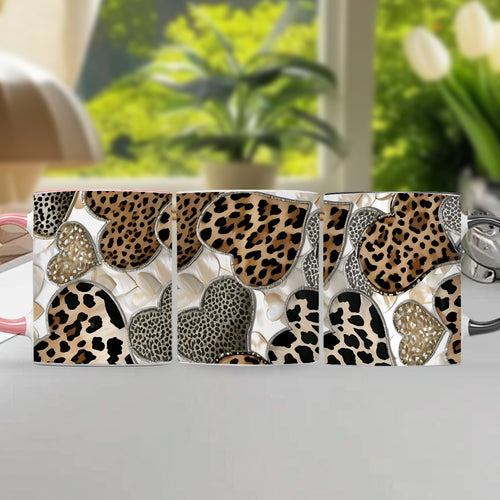 1pc Leopard Print Ceramic Mug with Leopard Spot - 11oz Ceramic Coffee Cup & Tea Cup, Microwave & Dishwasher Safe, Hot\u002FCold Drinks Suitable for Women,, Best Friend - Birthday, Valentine's Gift, Wildlife Lover Present