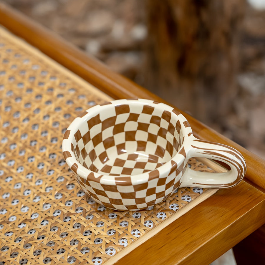 Classic Checkerboard Coffee Cup Beautiful Ceramic Mug