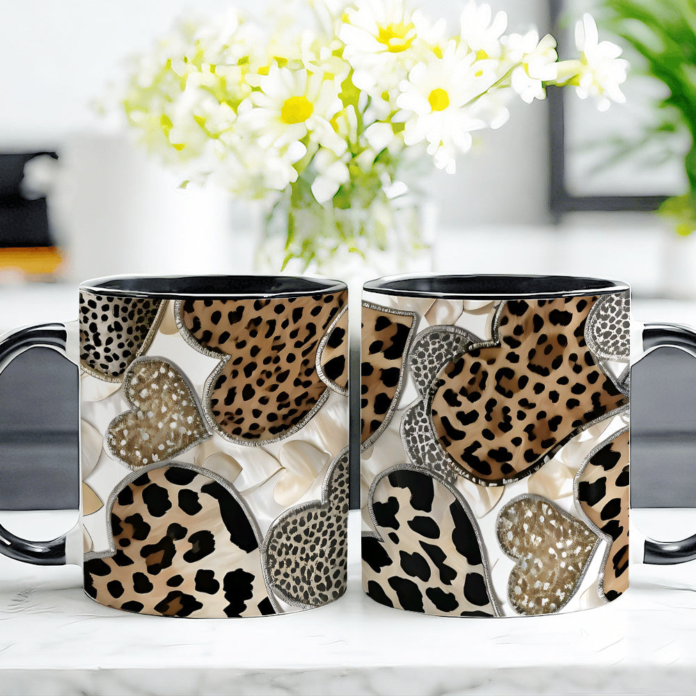 1pc Leopard Print Ceramic Mug with Leopard Spot - 11oz Ceramic Coffee Cup & Tea Cup, Microwave & Dishwasher Safe, Hot\u002FCold Drinks Suitable for Women,, Best Friend - Birthday, Valentine's Gift, Wildlife Lover Present