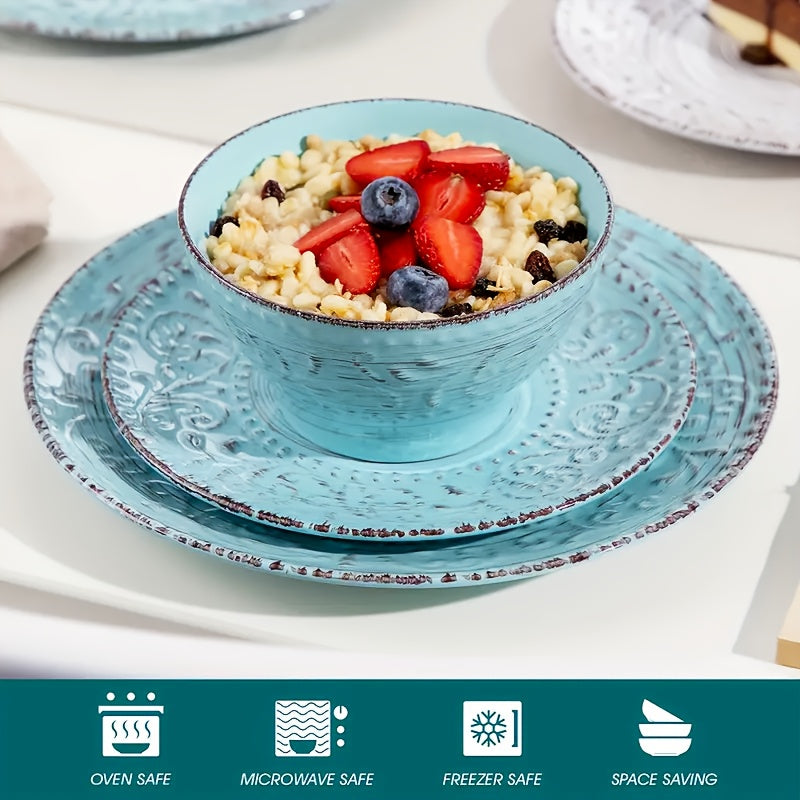 Zenora 16\u002F32pcs Ceramic Dinnerware Collection, Featuring Embossed Contemporary White Porcelain Plates And Bowls Suitable for Meals And Desserts. Safe for Microwave, Dishwasher, And Oven Use, This Durable Tableware Is Perfect for Home Kitchens