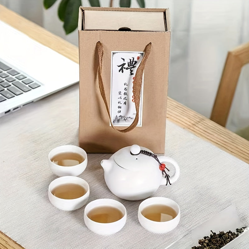 Chinese Kung Fu Tea Set Travel Tea Set Ceramic Portable Tea Set Teapot Tea Maker Infuser Teacup (Green)