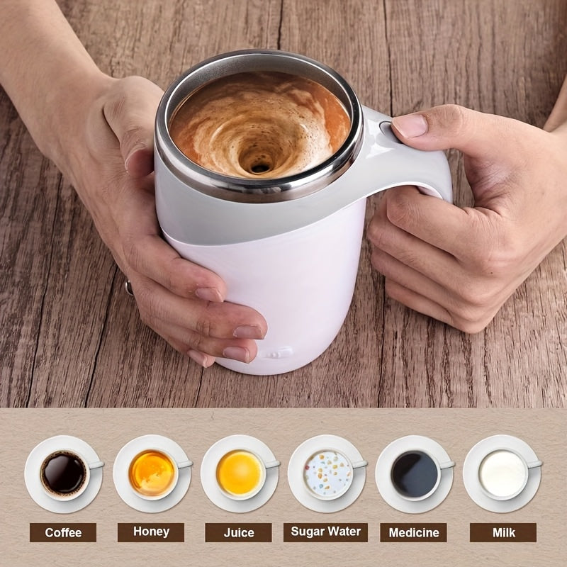 250ML Coffee Cup with Even Lid - Automatic Stirring, One-Button Start, Perfect for Coffee, Milk, Protein Powder - Brown And Cream Color, Reusable, Perfect Christmas Gift, Coffee Cup