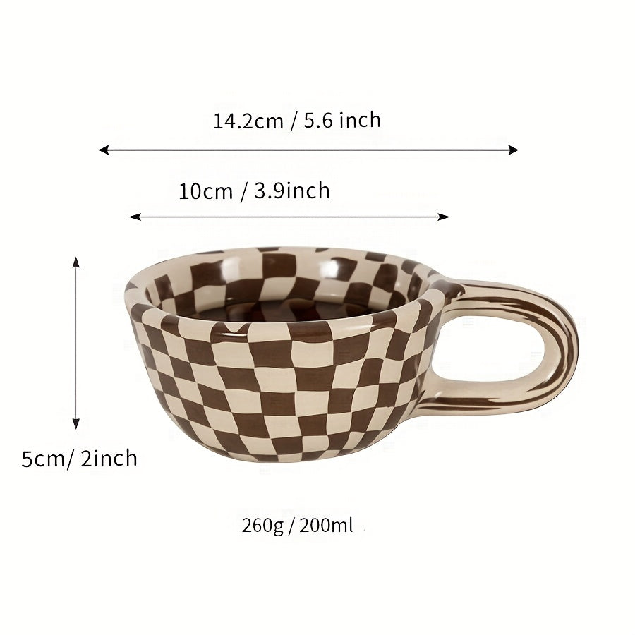 Classic Checkerboard Coffee Cup Beautiful Ceramic Mug